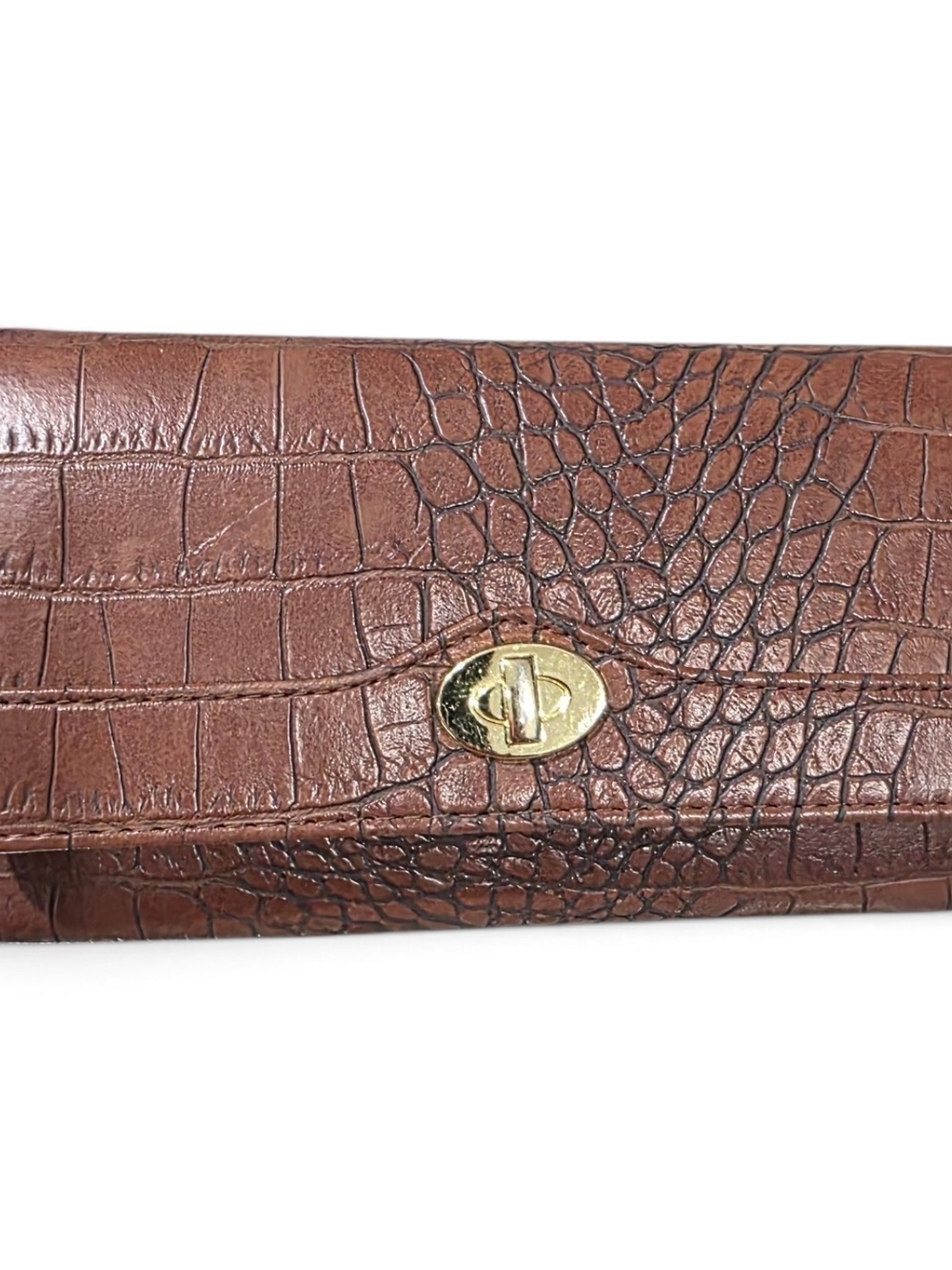 Kenneth Cole Reaction Brown Croc-Embossed Leather Wallet